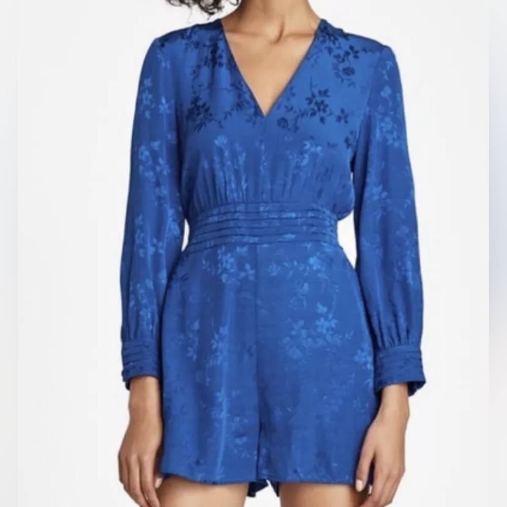 NWOT Small Zara Royal Blue Jacquard Romper